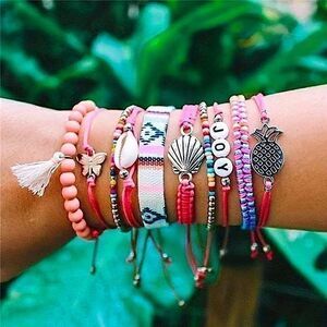 Summer Vacation Friendship Bracelets 10 Piece Boho Beach Y2K Aesthetic Jewelry